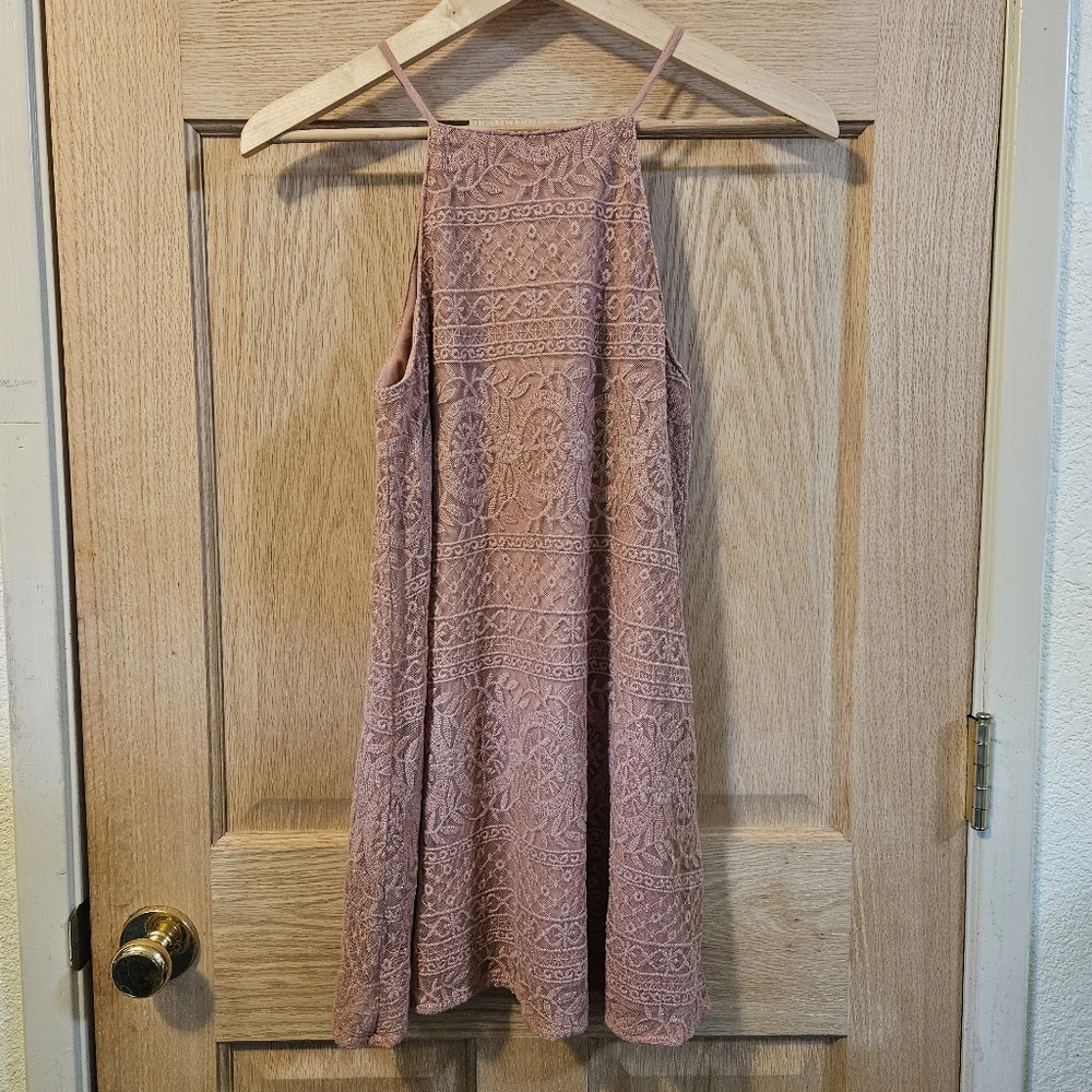 Small Altar'd State Dusty Rose Lace Mini Dress